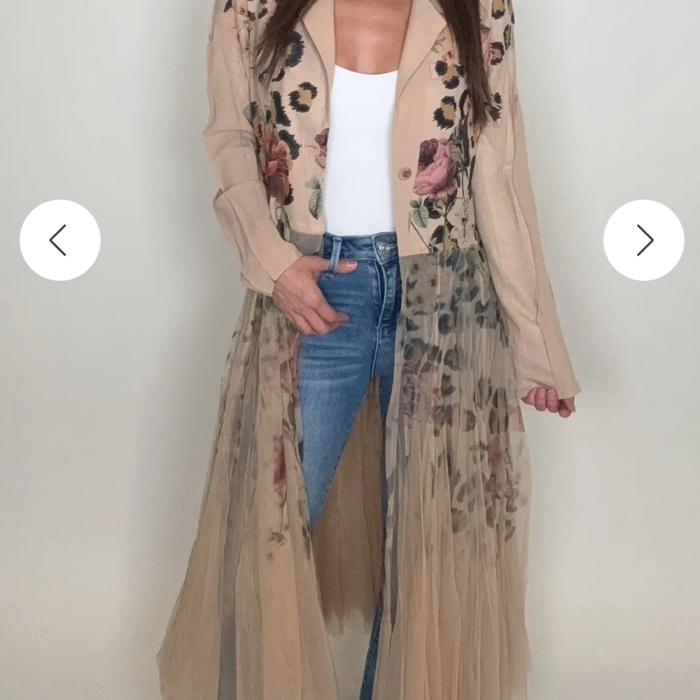 Origami brand floral animal print with long TULLE skirt GORGEOUS western boho - Picture 3 of 8